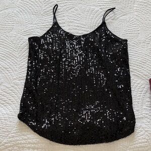 Bar III Black Sequin Camisole Tank Top